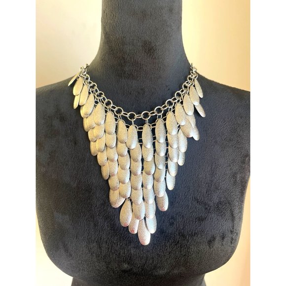 Women's Silver Triangular Tiered Layered Adjustable Length Necklace - Picture 2 of 3